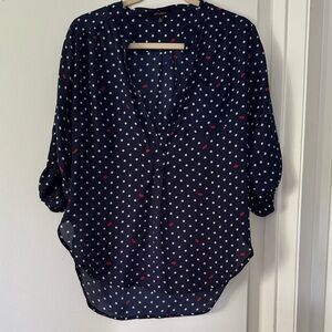 Navy Polka Dot Blouse